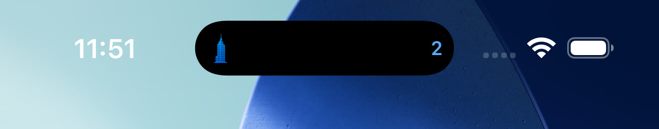 RentReboot Priority Live Alert in Dynamic Island showing two new matches
